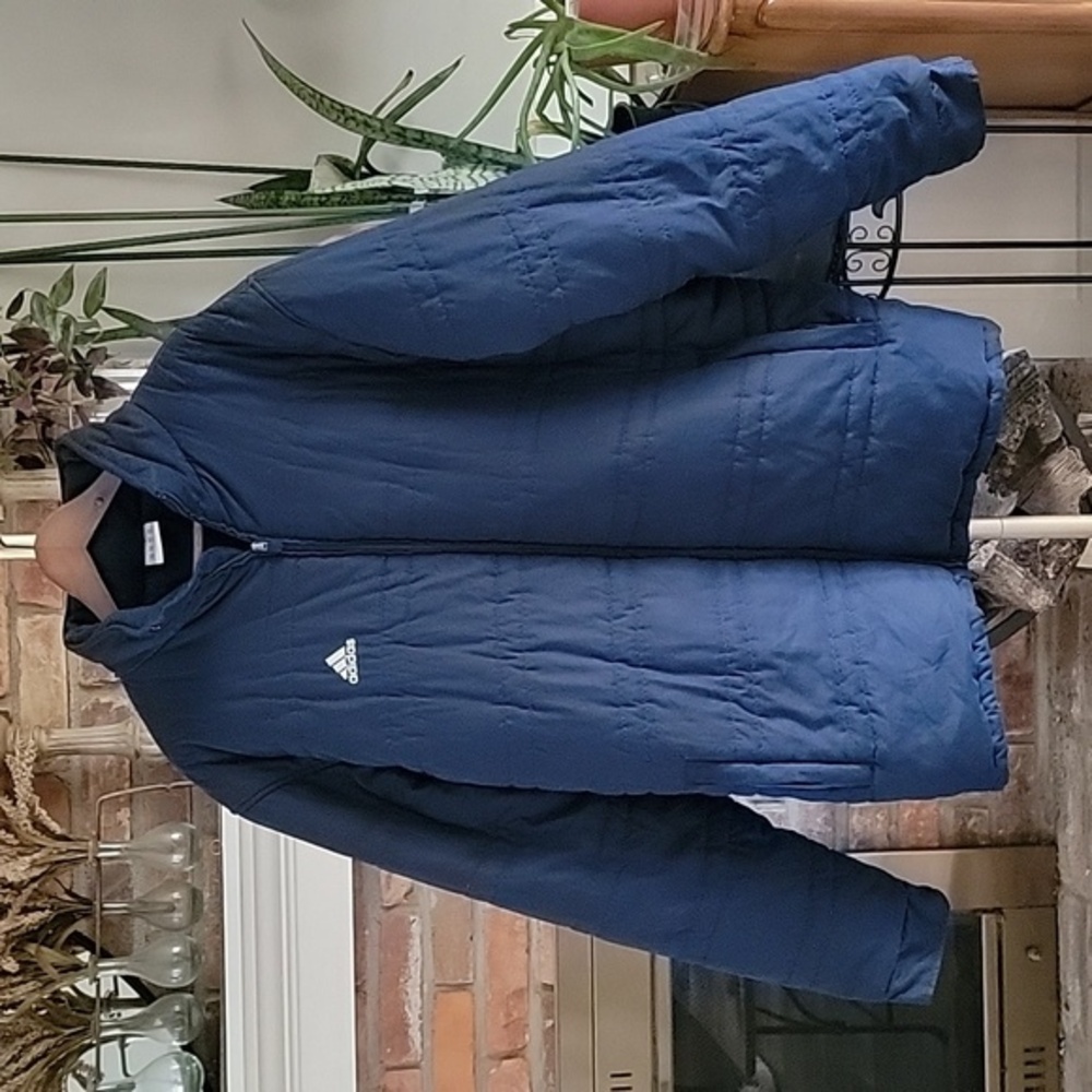 Adidas Mens FIU Soccer Insulated Midlength Full Zip Puffer Jacket Blue Size XL